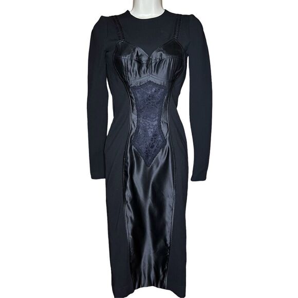 Dolce & Gabbana Black Midi Sheath Dress Made in Italy NWOT Size 36/0 - Picture 9 of 12